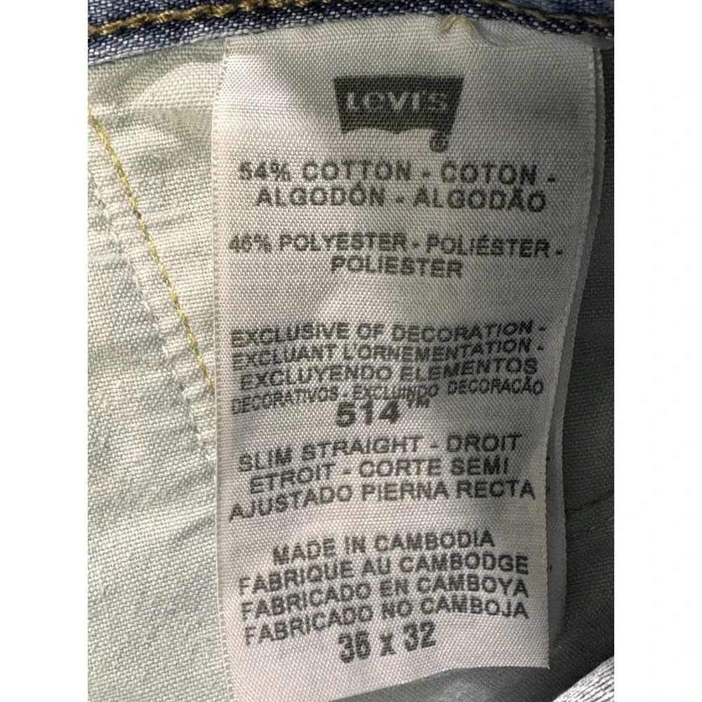 Levis 514 Jeans Men 36x32 Lt Blue Flap Pocket Triple Stitch Whiskered Denim Rare